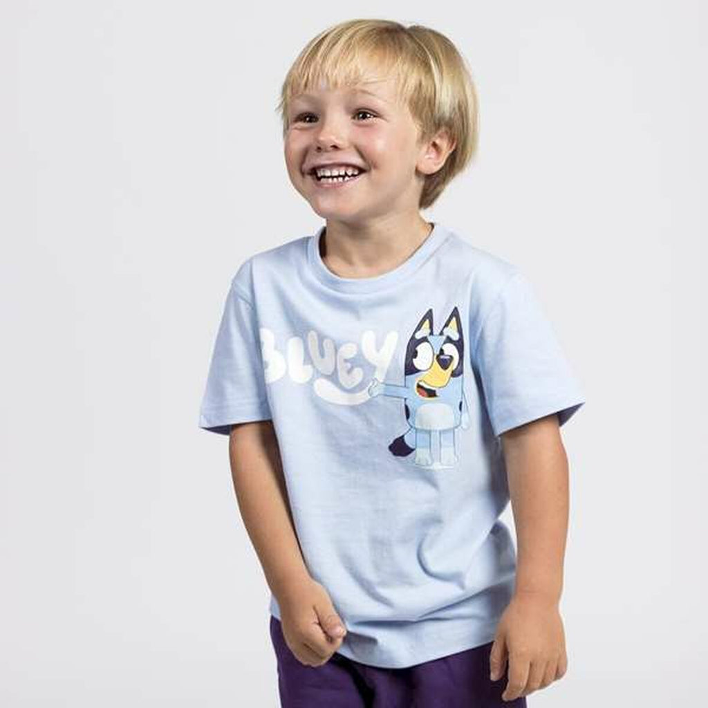 Child's Short Sleeve T-Shirt Bluey Light Blue-2