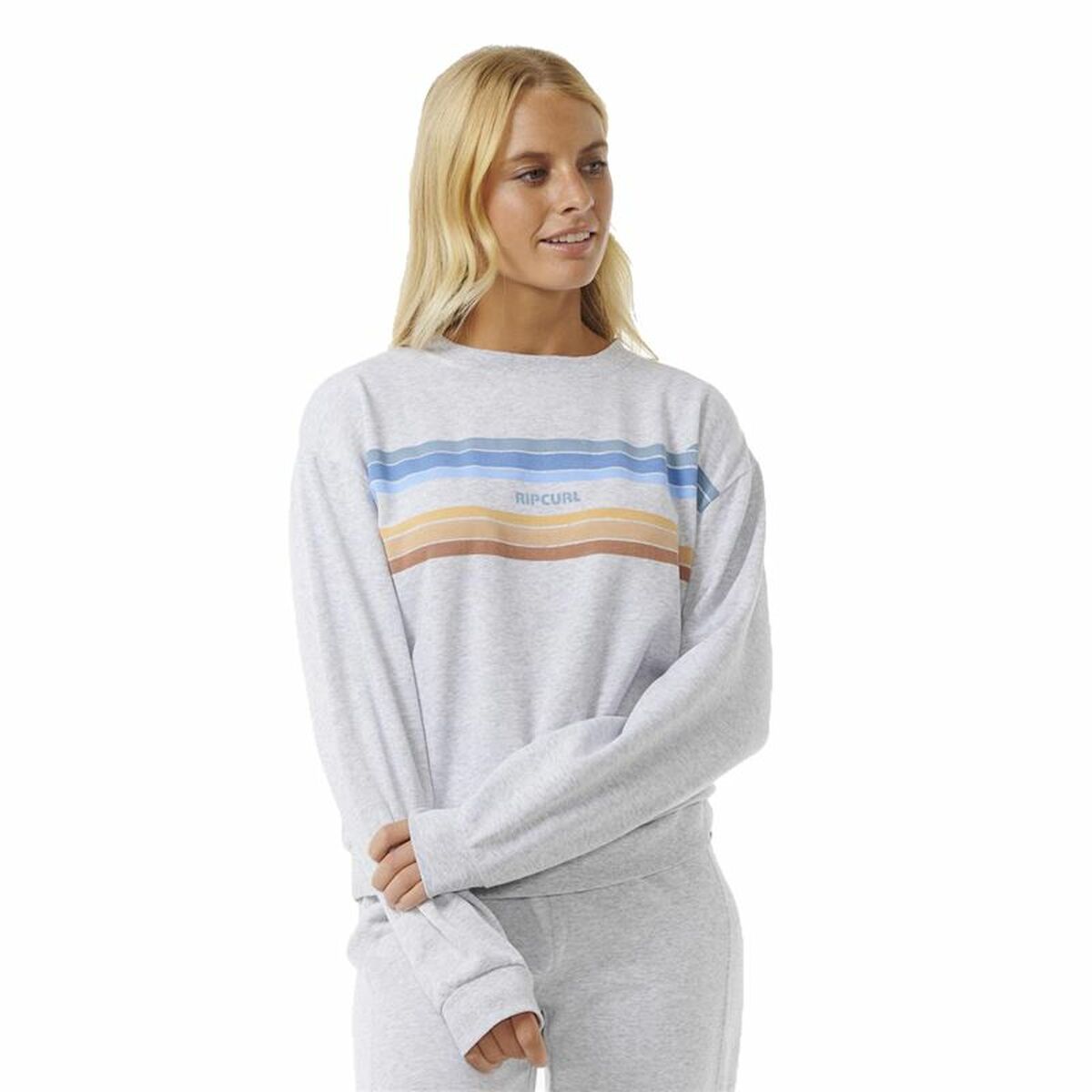 Women’s Sweatshirt without Hood Rip Curl High Tide Surf Crew Grey-0