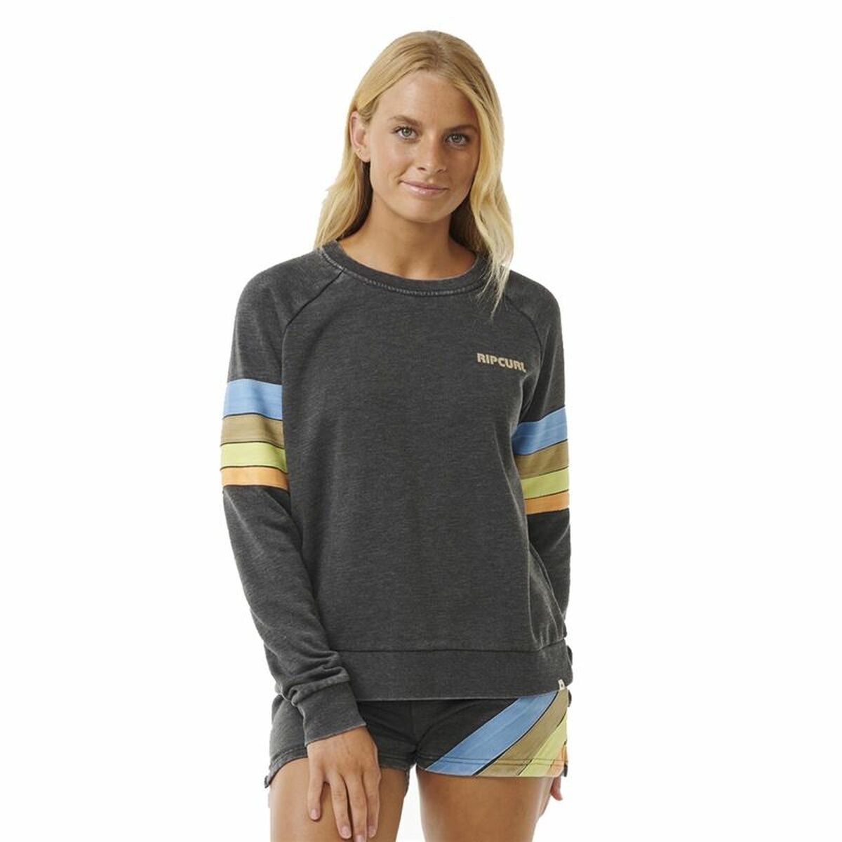 Women’s Sweatshirt without Hood Rip Curl High Tide Surf Raglan Crew Grey-0