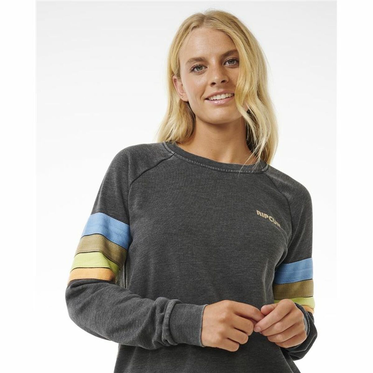 Women’s Sweatshirt without Hood Rip Curl High Tide Surf Raglan Crew Grey-3