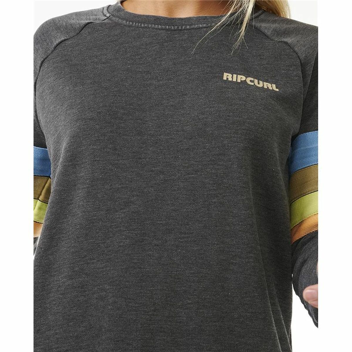 Women’s Sweatshirt without Hood Rip Curl High Tide Surf Raglan Crew Grey-2
