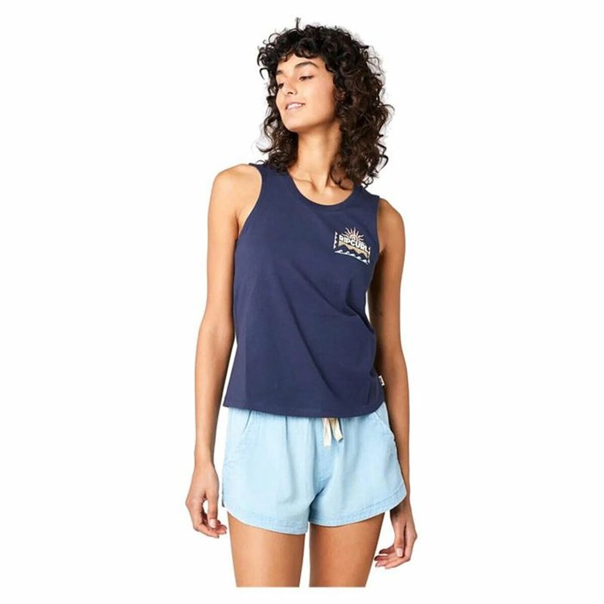 Women’s Short Sleeve T-Shirt Rip Curl Re-Entry Crew Tee Navy Blue-0