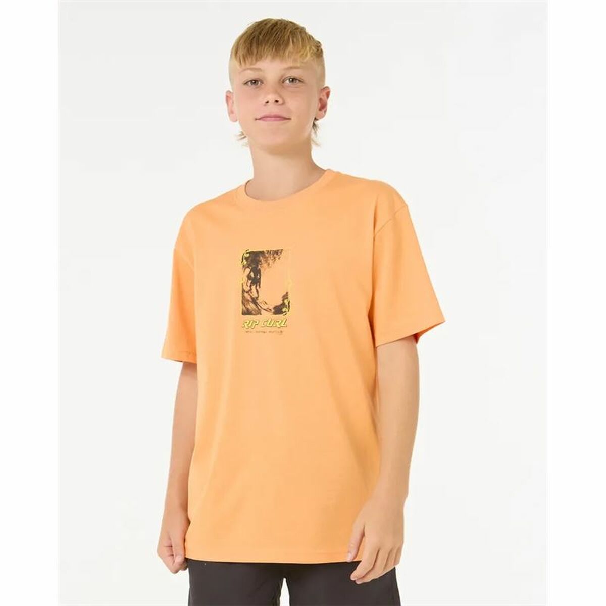 Child's Short Sleeve T-Shirt Rip Curl Raw Energy Frame Tee Orange-6