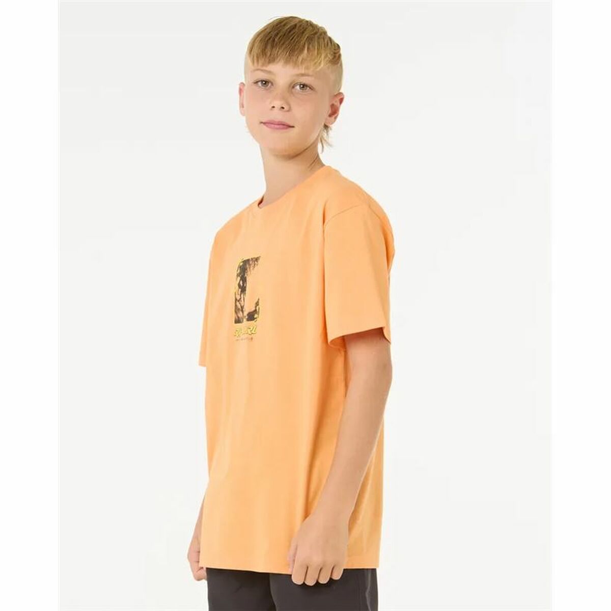Child's Short Sleeve T-Shirt Rip Curl Raw Energy Frame Tee Orange-5