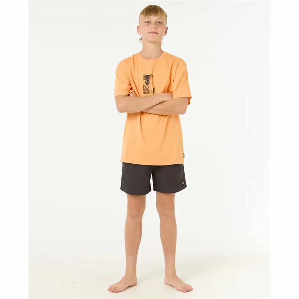 Child's Short Sleeve T-Shirt Rip Curl Raw Energy Frame Tee Orange-3