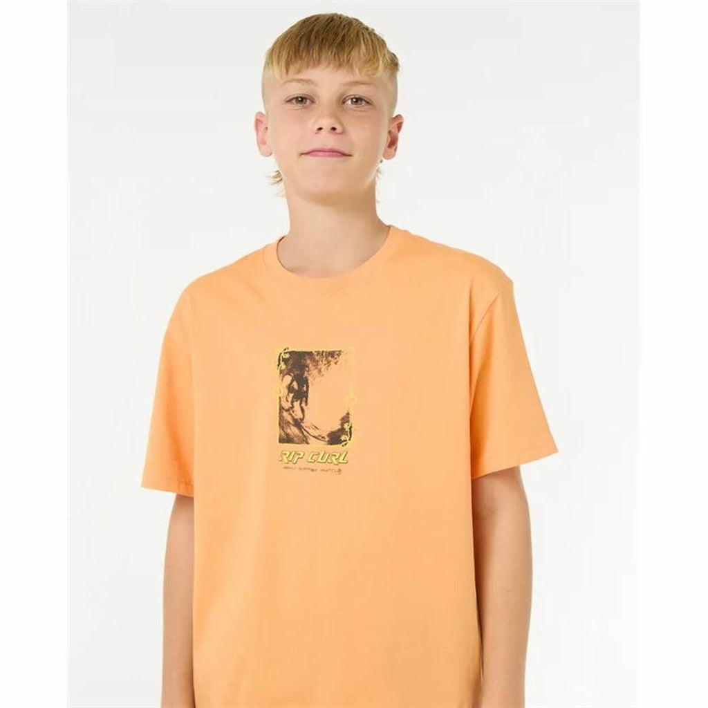 Child's Short Sleeve T-Shirt Rip Curl Raw Energy Frame Tee Orange-2