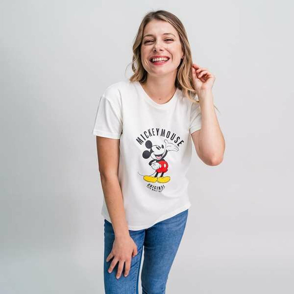 Women’s Short Sleeve T-Shirt Mickey Mouse White-1