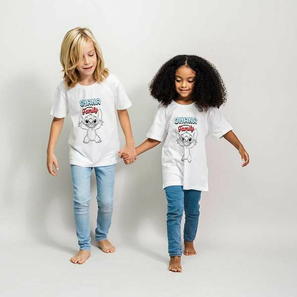Children’s Short Sleeve T-Shirt Stitch White-1