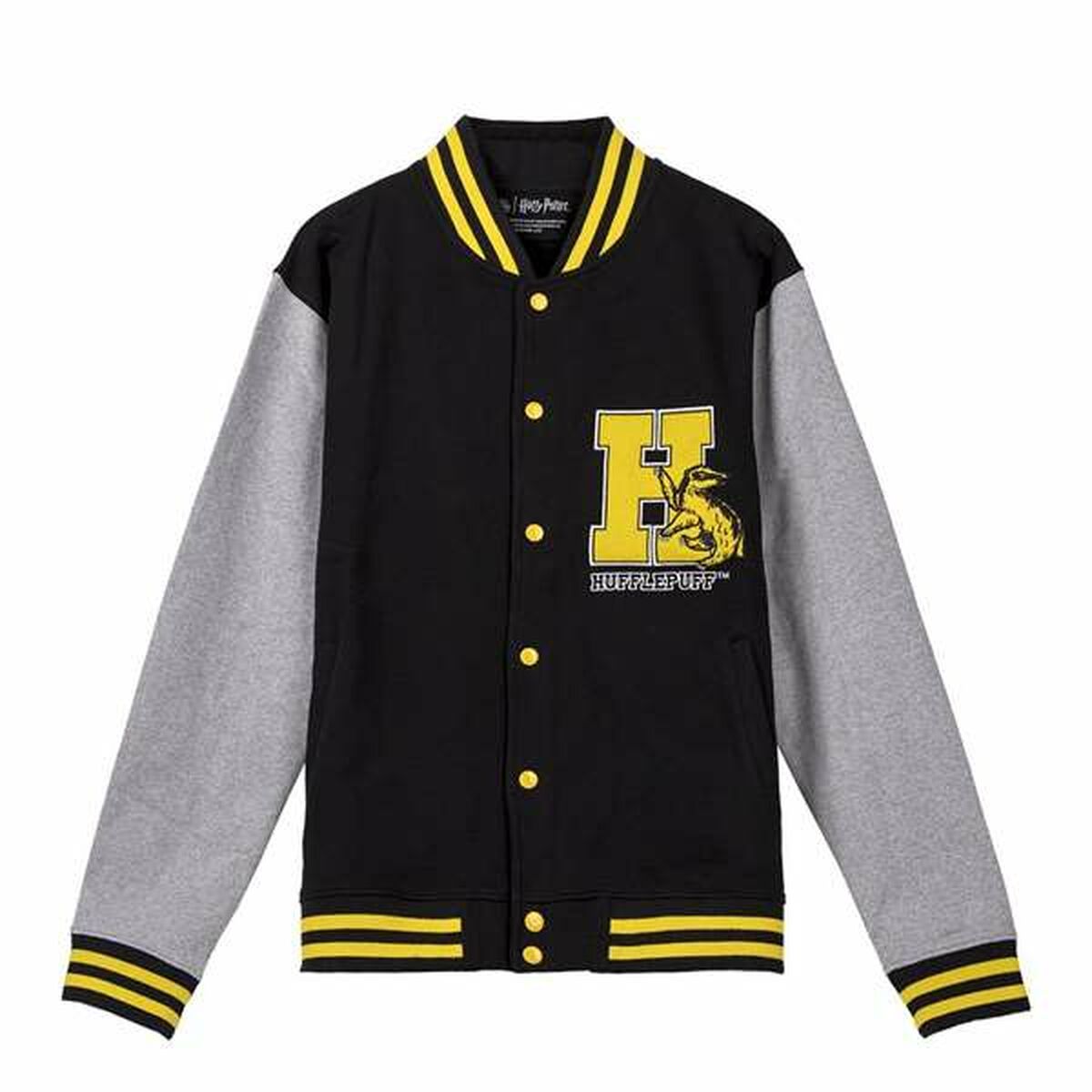 Unisex Sweatshirt without Hood Harry Potter Hufflepuff Black-0
