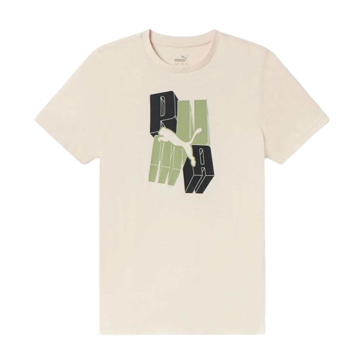 Child's Short Sleeve T-Shirt Puma Essentials+ Graphic Beige-0